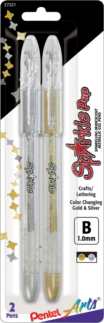 Pentel Sparkle Pop Metallic Gel Pens 1.0mm 2/Pkg-Gold & Silver Ink